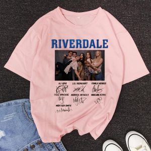 Loose Riverdale Signature Print Women Tshirt Women Casual Short Sleeve Fashion Cotton&Polyester Streetwear White Top Tee
