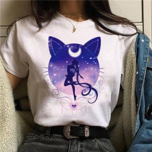 Harajuku Kawaii Cartoon Print T-shirt 90s Aesthetic Shirt Womens Basic Casual Tshirts Tops Loose Plus Size Tees