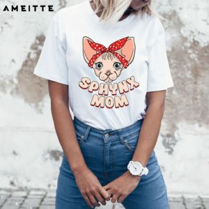 2021 Summer Women Short Sleeve Sphynx Cat Mom Funny Design - Sphynx Mom Rocking The Cat Life T-Shirt Casual Tops Cute Girl Tees