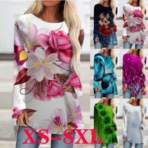 New Print Tops Autumn and Winter Long-sleeved Shirts Pure Cotton Long-sleeved T-shirt Fashion Plus Size Long-sleeved Tops Shirts