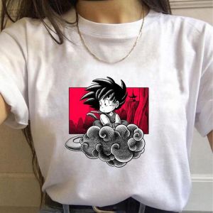 Dragon Ball Women T Shirt Anime Son Goku Casual Clothes Cartoons T-shirt Harajuku Kawaii Somersault Cloud Print Femme Teens Tops