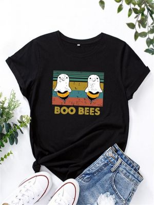 Boo Bees T Shirt Women Cotton Funny Graphic Tee Women Short Sleeve Tshirt Women O-neck Tee Shirt Femme Top