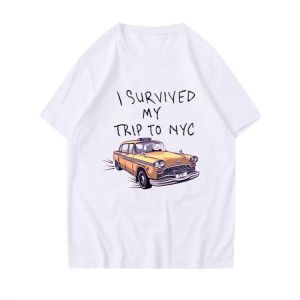 Tom Holland Same Style Tees I Survived My Trip To NYC Print Tops  Casual Cotton Streetwear Men Women Unisex Fashion T Shirt