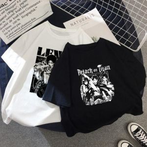 Japanese Anime Attack on Titan T Shirt Women Y2K Shingeki No Kyojin Graphic T-shirt Summer Manga Titan Attack 90s Tshirt Female