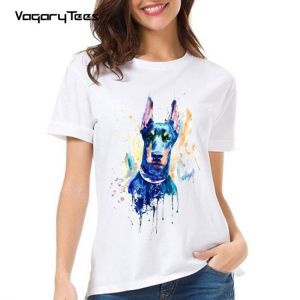 Funny Doberman Dog Head Dog Lover Gift Print T-Shirt Fashion women T-shirt Cute Casual Tops Dog Lovers Simple Tees Harajuku