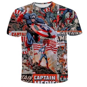 Marvel The Avengers 2021 New Mens Summer 3D Print T-shirt O-neck Short Sleeve T Shirt Casual Loose Hip Hop Kids T Shirts Top Tee