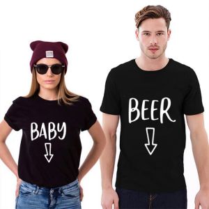 Couple Top Tee Couple Pregnancy Announcement Baby Beer Belly T-shirt Mommy Mom Matching Female Funny Tops Lovers Tshirt T-shirts
