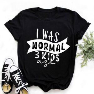 ZOGANKIN Female Summer Fashion Short Sleeve Pink Tshirts I Was Normal 3 Kids Ago Letters Printed Women T-shirt Girls Casual Tops