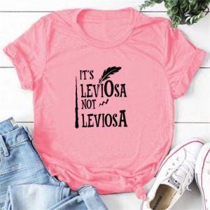 Women TShirts It Leviosa Not Leviosa Letter T-shirt Ladies Cute Wand Graphic Print Women T-shirt Harajuku Kawaii Top
