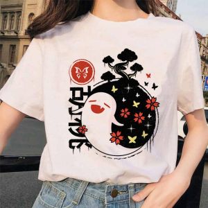 all in one place בגדי נשים HUTAO Impact T Shirt Women Kawaii Men Women Fashion Cotton T-shirt Kids Hip Hop Tops Tees Girl Tshirt Game Genshin Camisetas