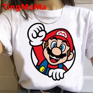 Hot Japanese Anime Super Mario T Shirt Women Kawaii Mario Graphic Tees Harajuku Funny Summer Tops Cartoon Unisex Tshirt Female