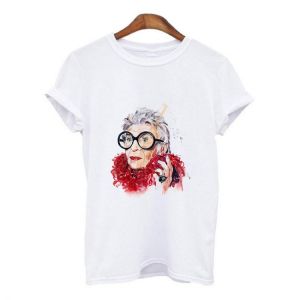 New Harajuku Gothic Female Tshirt iris apfel illustration Print Short Sleeve Tops & Tees