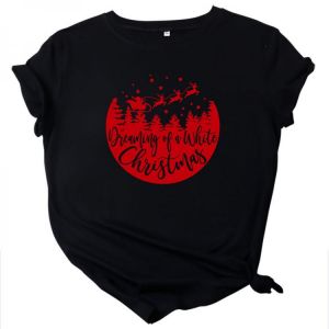 White Christmas Print Women T Shirt Short Sleeve O Neck Loose Women Tshirt Ladies Fashion Tee Shirt Tops Clothes Camisetas Mujer