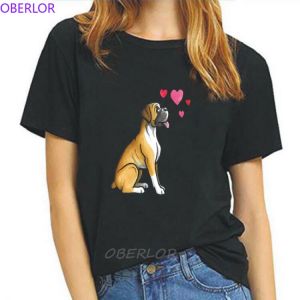Kawaii Boxer Dog Cartoon Harajuku Print T Shirts Women Tshirt Tumblr Women's T-Shirt O-Neck Graphic Tees Female Clothing