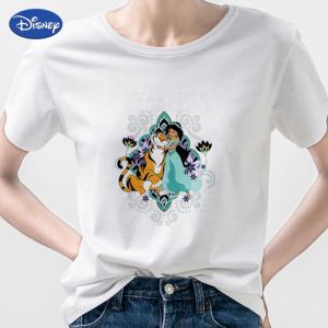 Disney Princess Jasmine Tshirt Femme Urban Street Casual Matching 2021 New Summer Top Short Sleeve Spain Ropa Tumblr Mujer Cheap