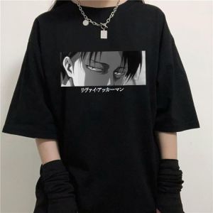 100% Cotton Summer New Japanese Anime Attack On Titan T-shirt Large Size Loose Streetwear Tees Casual Harajuku Women Clothing
