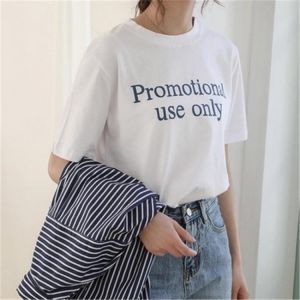 Hzirip Female Letters Printed Women Tees New 2021 Minimalist Tops All Match Brief Loose Casual Short-Sleeve Basic T-shirt Clothe