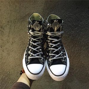 Classic rivet distressed canvas shoes, retro dirty shoes, orange casual shoes, personality men and women shoes 35-46