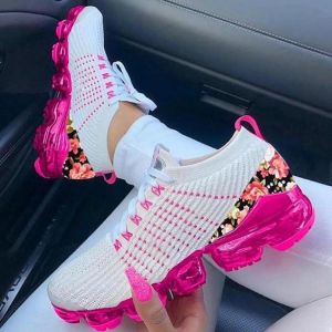 Women Sneakers Air Cushion Resilience Breathable Mesh Walking Sneaker Casual Comfortable Plus Size Lace Up Outdoor Sports Shoes