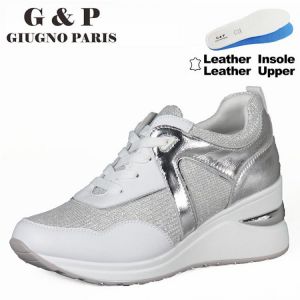 Leather upper and insole women shoes wedge snakers comfortable and lightweight with standard European size
