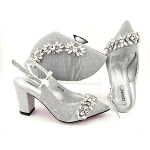 New Arrival Italian design Shoes with Matching Bags Set Decorated with Rhinestone Women Shoes and Bags for Party Wedding