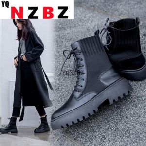 2021 Hot Sales Designer Boots for Women Shoes Female British Style Stretch Fabric Plat Platform Ankle Boots Motorcycle Boots