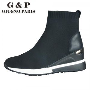 G&P Leather Insole Women Sneakers New Knitted Sock Shoes Soft Breathable Female Platform Good Quality Authorized Italy Brand