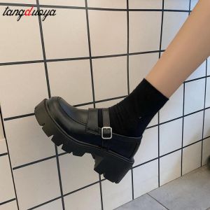 Lolita shoes platform white High Heels Shoes Women Pumps Fashion Patent Leather Platform Shoes Woman Round Toe Mary Jane Shoes