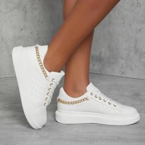 Women's New Sneakers 2021 Autumn Fashion Low Top Ladies Casual Shoes With Chain Female Round Toe Non-Slip Comfy Sport Flats