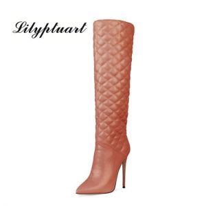 Winter pointed toe large size fashion shoes stiletto super high heel electric embroidered square women shoes thigh high boots
