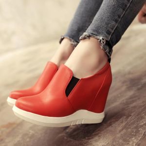 Hidden Platform Wedges Sneakers Women Spring Autumn Casual Women Shoes On Platform Comfort Wedge Heels Red White Sneaker Female