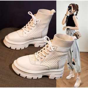Real Soft Leather Nude Snow Boots Women's British Style Autumn and Winter 2021 New Casual Shoes Short Boots Women Fashion