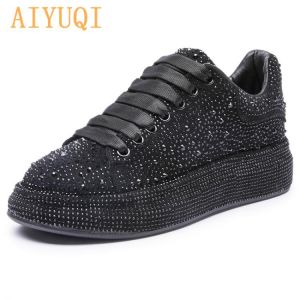 Women's Sneakers Summer Rhinestones Large Size 41 42 43 Lace-up White Casual Girl Shoes Platform Sneakers Women Fashion Bling