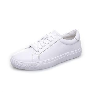 all in one place בגדי נשים Women Casual Sports Shoes 2021 Fashion Female White Lace-up Genuine Leather Vulcanized Comfort Walking Sneakers Plus Size 34-42