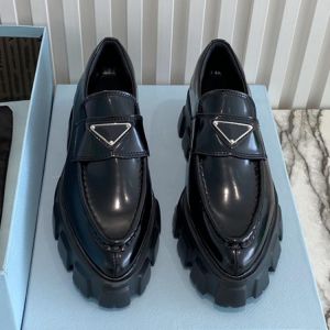 2021 autumn and winter new women's luxury leffer shoes luxury design Mary Jane famous brand high heels triangle logo good qua