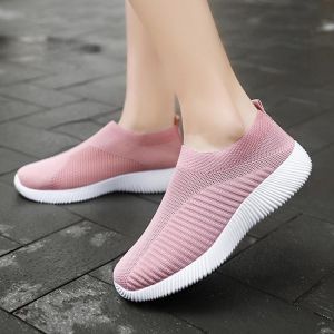 Women's Shoes Knitting Sock Sneakers Women Spring Summer Slip on Flat Shoes Women Plus Size Loafers Flats Shoes Walking Famal