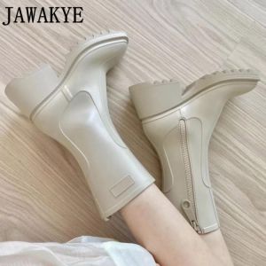 all in one place בגדי נשים 2021 Winter New Chelsea Boots for Women Brown Black PVC Chunky Heel Mid Calf Short Boots Hot sale Luxury Brand Ankle Boots mujer