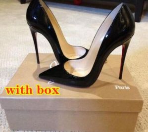 New Brand Pumps So Kate Red High Heel Bottom Shoes 8 10 12cm Thin Heel Pointed Toe Women Sexy Black Patent Leather Shoes + Box