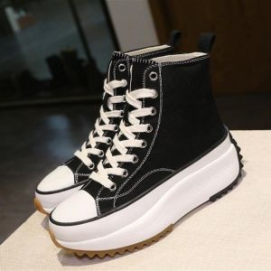 Boots female autumn hot new fashion denim trend lace-up flat canvas shoes casual wild Light breathable thick bottom shoes AA-690