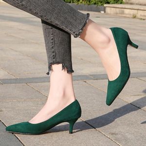 High heel pumps 5CM shoes work flock low heel large size 35-46 women's shoes girl stiletto professional casual pumps