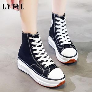 Canvas Shoes Women Trainers Women High Top Sneaker Lady Autumn Female Footwear Breathable Girl White Black Sneakers 43