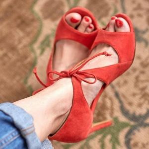 Orange suede new 2021 fish mouth female stiletto high heels autumn style beautiful female with heel shoes