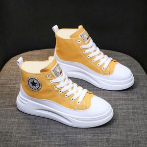 High-top Canvas Shoes Women 2020 Autumn New Thick-soled Short Boots Children Students Sports Casual White Shoes Women Sneakers