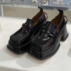 platform shoes Loafers Mary Janes Women's Shoes square toe british style women retro big toe all-match loafers platform heels