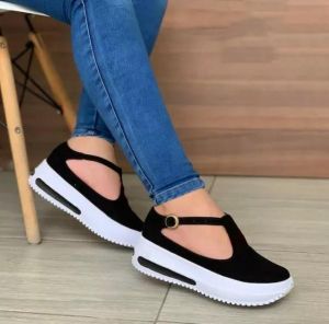 Women Shoes 2021 Platform Casual Shoes Women's Round Toe Loafers Women Buckle Wedge Shoes Woman Vulcanize Shoes Zapatos De Mu