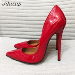 Tikicup Unisex Shoes Size 48 Extreme High Heels 14cm Pointed Toe Sexy Thin Heel Stilettos Fetish SM Cross Dresser Gay Homosexual