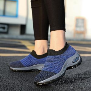 2021 Spring Women Breathable Shoes Mesh Sock Sneakers Woman Vulcanized Shoes Flat Slip on Platform Tenis for Women Shoes