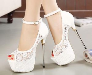 Lace Wedding Shoes Woman Peep Toe High Heels Women Shoes Platform Heels Summer Pumps Women Shoes High Heel Sandals tacones mujer