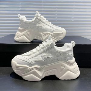 New Black Chunky Sneakers Casual Vulcanized Shoes Woman High Platform Sneakers Lace Up White Sneakers Women 2021 Tennis Female