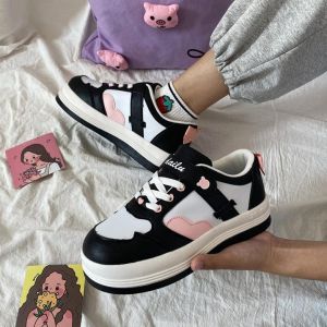 Women Lolita Sneakers Cartoon Patchwork Heart black blue Shoes Brand Breathable Thick Heels Sneakers Casual shoes Platform 2021